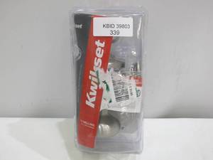 lot 339 image: Kwikset 400CV 15 CP Cove Keyed Entry Lockset Satin Nickel - Keys Included