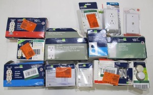 lot 357 image: 33 Lb Box Lot of Leviton Light Switches, Electrical Outlets, Wall Plates, Etc