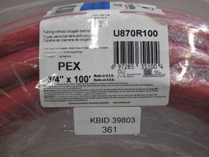 lot 361 image: SharkBite 34 In. x 100 Ft. Red PEX Pipe Type B Coil U870R100