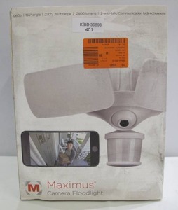 lot 401 image: Maximus White Smart Motion Activated Outdoor Integrated LED Camera Floodlight