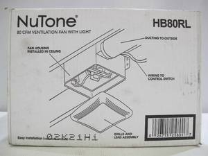 lot 402 image: Broan-Nuitone HB80RL 80 CFM Ceiling Bathroom Exhaust Fan with Light