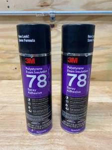 lot 60 image: 3M Lot of 2-  Polystyrene Foam Insulation 78 Spray Adhesive, INVERTED 17.9 fl oz Aerosol...