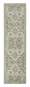 lot 71 image: ALLEN  ROTH Brookford 2 x 8 Ivory Soft Green Indoor Medallion Oriental Handcrafted Runner