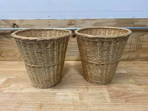 lot 75 image: Lot of 2- Wicker Waste Baskets