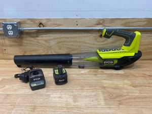 lot 7 image: RYOBI ONE 18V 100 MPH 280 CFM Cordless Battery Variable-Speed Jet Fan Leaf Blower with 4.0 Ah Battery and Charger