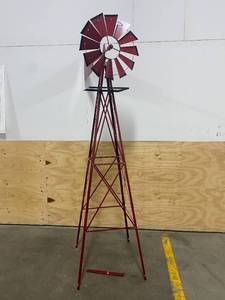 lot 10 image: VALLEY # GTWM-08R 8 Foot Steel Windmill, Red with Black Accents