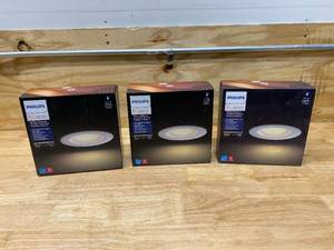 lot 86 image: PHILIPS Lot of 3- Hue White Ambiance LED Smart Retrofit 56 Recessed Downlights - White