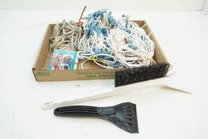 Clothespins, clothesline and window brushscrappers