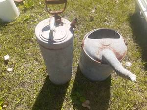 lot 107 image: Antique Galvanized Weed Sprayer Can...