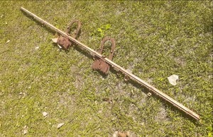 lot 114 image: Vintage Rolling Barn Door Track Sec...