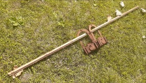 lot 115 image: Vintage Rolling Barn Door Track Sec...