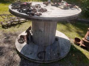 lot 126 image: Enormous Wood Wire Spools 66 Round...