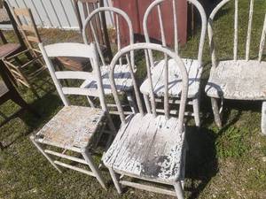 lot 128 image: (11) Vintage Wood Chairs See Photo...