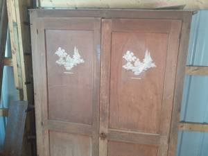 lot 129 image: Vintage Wood Armoire No Bottom 42...