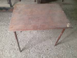 lot 140 image: Heavy Duty Solid Wood Folding Table...