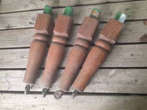 lot 148 image: (4) Vintage Table Legs with Wheels ...