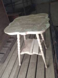lot 153 image: Antique Wood Side Table 14.25 X 24...