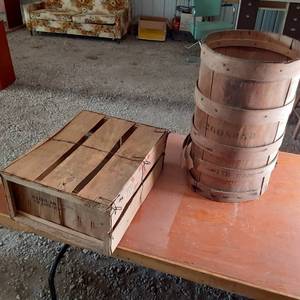 lot 184 image: Vintage Wood Barrel and Crate See ...