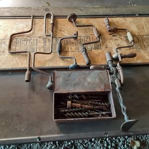 lot 236 image: Vintage Hand Drills, And Accessorie...