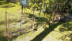lot 13 image: Antique Metal Headboard 47, and Ma...