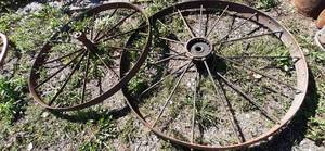 lot 41 image: (2) Steel Wagon Wheels 42.5 & 44.5...