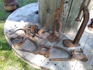 lot 63 image: Vintage Meat Grinder, Other Clamps,...