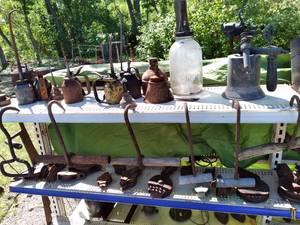 lot 71 image: Large Lot of Vintage Oil Cans, Funn...
