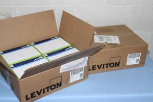 lot 24 image: LOT of 200 - NEW in Box - Leviton 88025 2-Gang Blank White Wall Plates