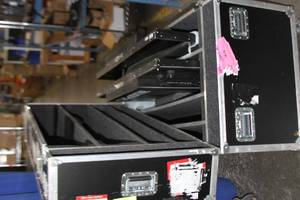 lot 75 image: Large Partitioned ECM Heavy Duty Equipment Road Case w 2 Christie Video Wall Monitors