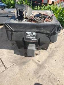 lot 6 image: Saltdog Electric Drive Salt and Sand Spreader with broadcaster, controls and harness
