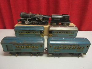 VINTAGE AMERICAN FLYER GOLDEN STATE  O LOCOMOTIVE, TENDER, PASSENGER CARS