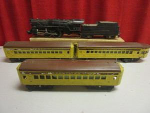 VINTAGE AMERICAN FLYER O VERY RARE 6-WHEEL CARS, #432 LOCOMOTIVE, TENDER