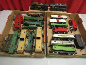 VINTAGE AMERICAN FLYER TIN O TRAIN CARS, ENGINES, TENDERS, BORDENS MILK CAR