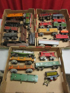 VINTAGE AMERICAN FLYER TIN O TRAIN CARS, PARTS