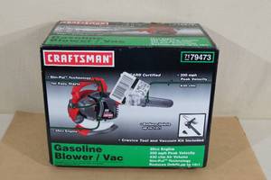 lot 14 image: Unused Craftsman 25cc Gas Leaf BlowerVacuum