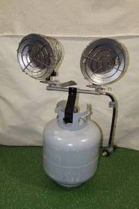 lot 19 image: Dual Sunflower Propane Heater with Tank
