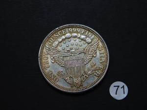 lot 71 image: One Ounce .999 Silver Seated Liberty Design Silver Round