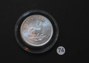 lot 74 image: 2020 Brilliant Uncirculated .9999  1 Oz. Silver Krugerrand