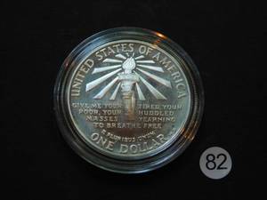 lot 82 image: 1986-S Proof Statue of Liberty Silver Comm. Dollar Price Guide $39.00