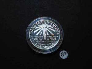 lot 87 image: 1986-S Proof Statue of Liberty Silver Comm. Dollar Price Guide $39.00