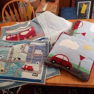 lot 41 image: Hand made comforter, pillows and sh...