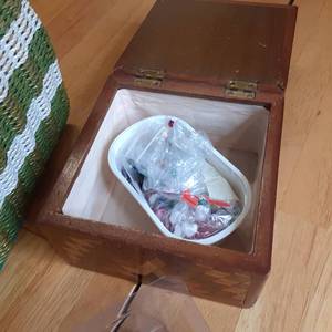 lot 117 image: Sewing basket filled with a variety...