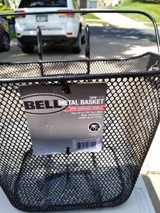 lot 316 image: 3 black metal bike baskets with har...