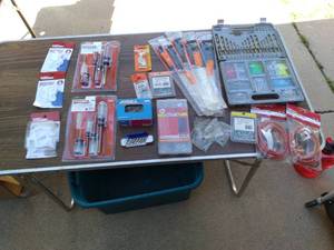 lot 404 image: Craftsman 5pc. Screwdriver, Screws, Bungee Cords, Drill Bit Sets, Hooks, Wall Anchors, Nails, Cable Ties