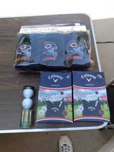 lot 413 image: (2) Callaway Starter Sets, (2) Sets of Golf Balls and Tees, Chicago Bears Headcovers