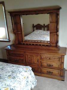 lot 138 image: Solid Wood dresser with matching bu...