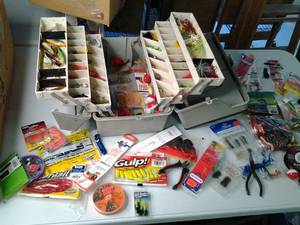 lot 158 image: Lid-Locker Tackle Box with 3 fold-o...