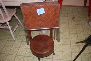 lot 682 image: (5) TV Trays and Footstool...