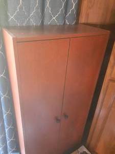 lot 265 image: 4 Shelf Wood 2 Door Cabinet 23.25 ...