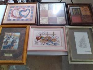 lot 768 image: (6) Piece Wall Decor assortment in a variety of styles and schemes including Family, nature and more